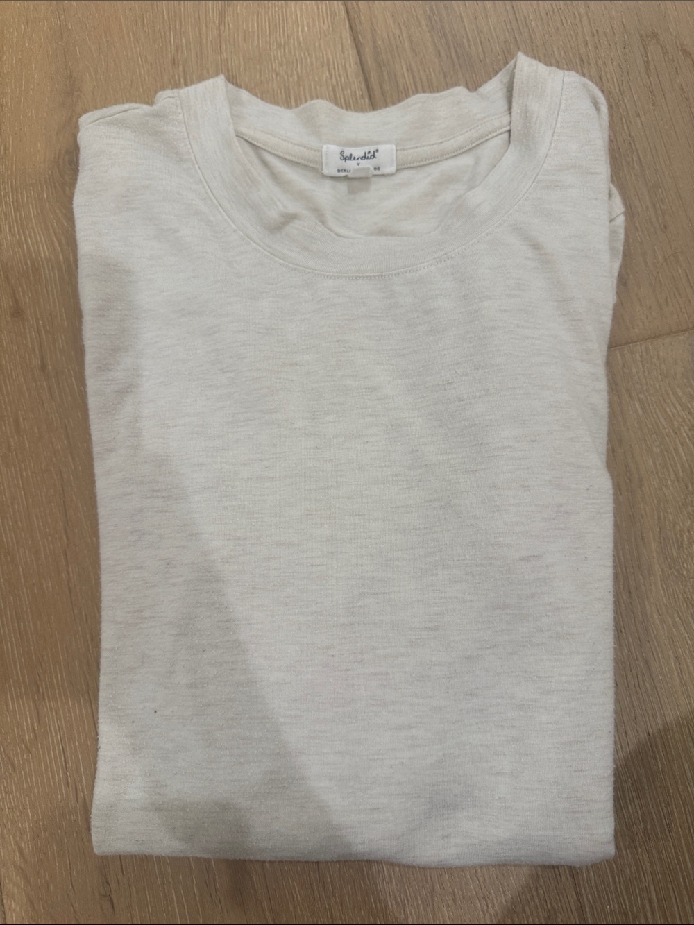 Splendid Cream long sleeve soft Tee with Classic Crew Neck